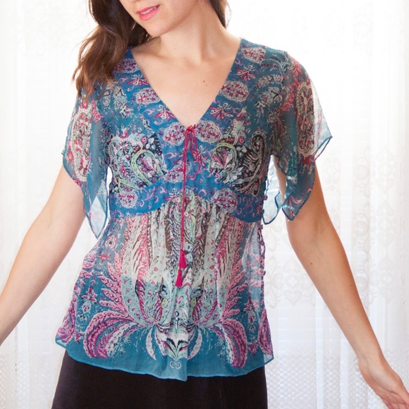 The Limited Paisley Silk Blouse - Picture 1 of 8